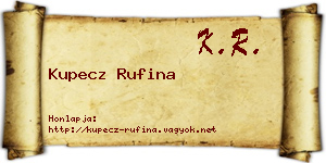 Kupecz Rufina névjegykártya